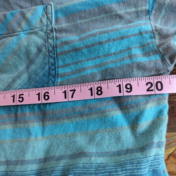 PrAna Women's Striped Long Sleeve Button-Up Lightweight Blue/Green Shirt Size M - Picture 8 of 9